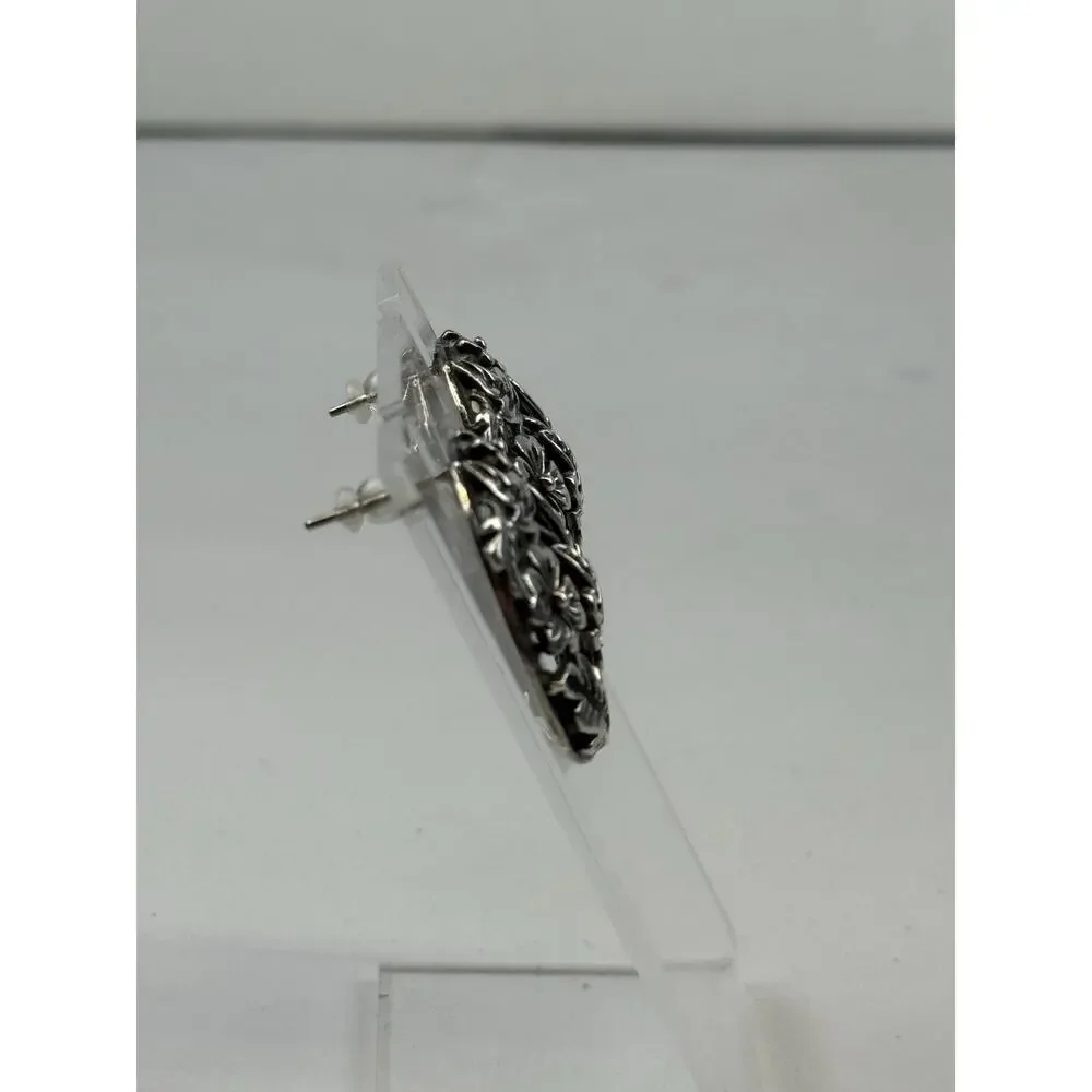 TH-90 Mexico Sterling Silver Pierced Earrings 1.25
